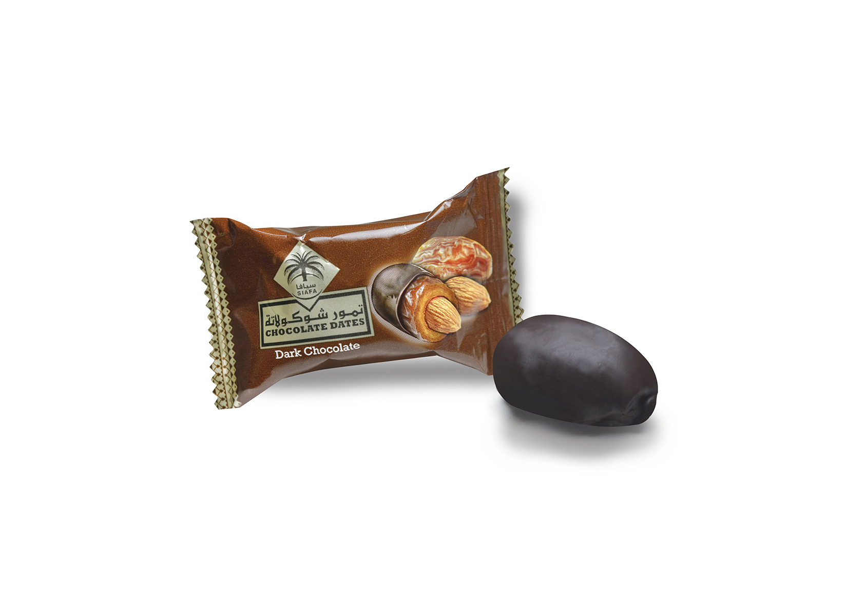 Dates with Dark Chocolate and Almond 100 gms تمور سيافا
