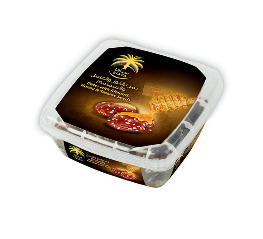 Dates almonds honey and  sesame 250 gms